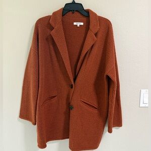 Madewell Rust Waffle Knit Cardigan Jacket Sweater M